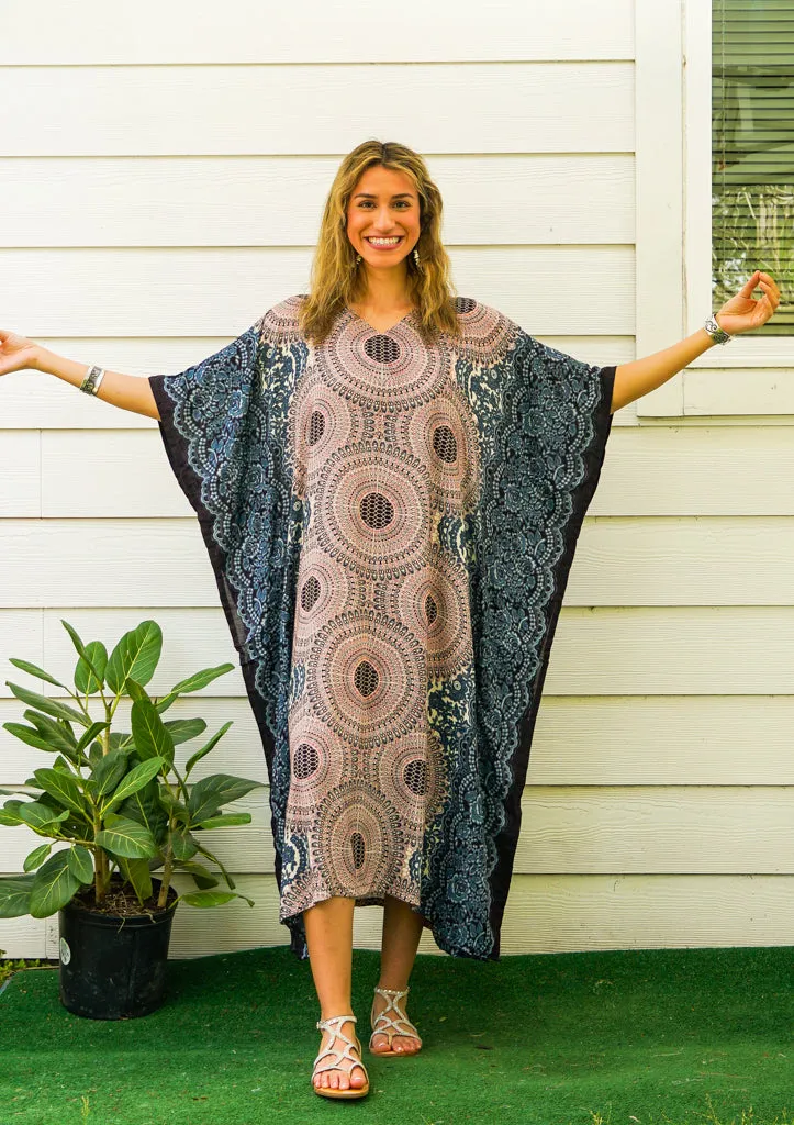 Desert Bloom Mandala Kimono Kaftan Dress