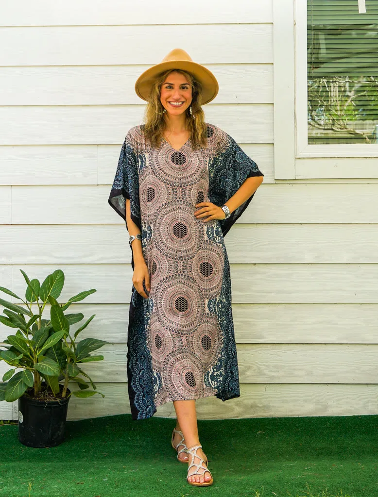 Desert Bloom Mandala Kimono Kaftan Dress
