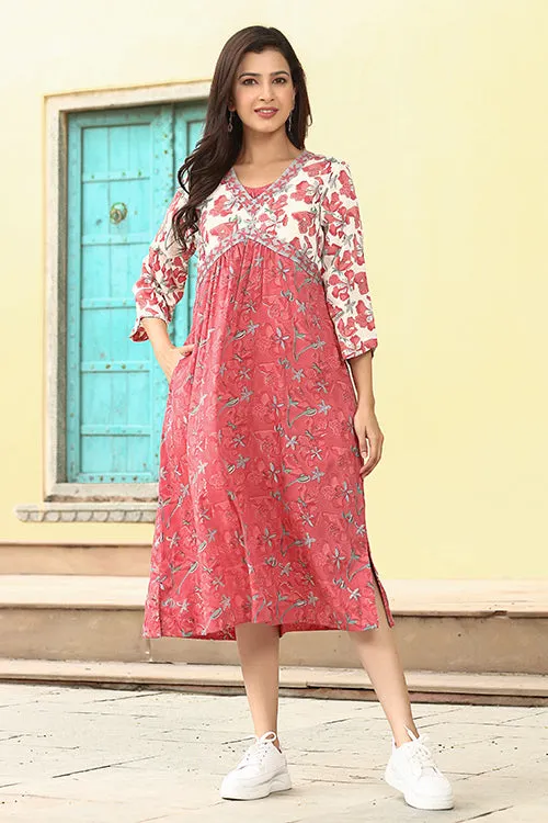 Dharan "Gulberg Kurta" Coral Block Printed Kurta