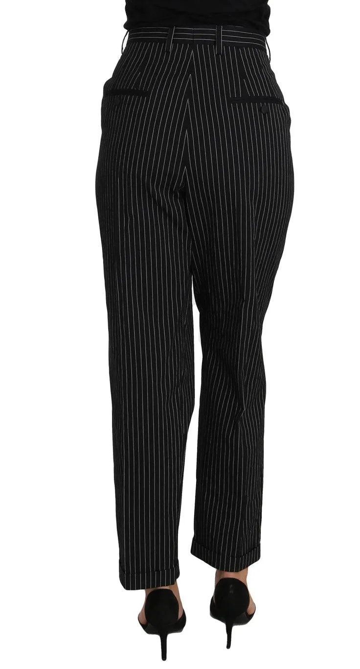 Dolce & Gabbana Black Pin Striped Cropped Pants