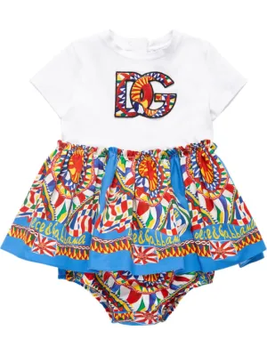 Dolce&amp;Gabbana   Logo printed cotton dress w/diaper cover 