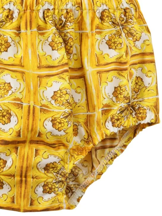 Dolce&amp;Gabbana   Maiolica print cotton dress&amp;diaper cover 
