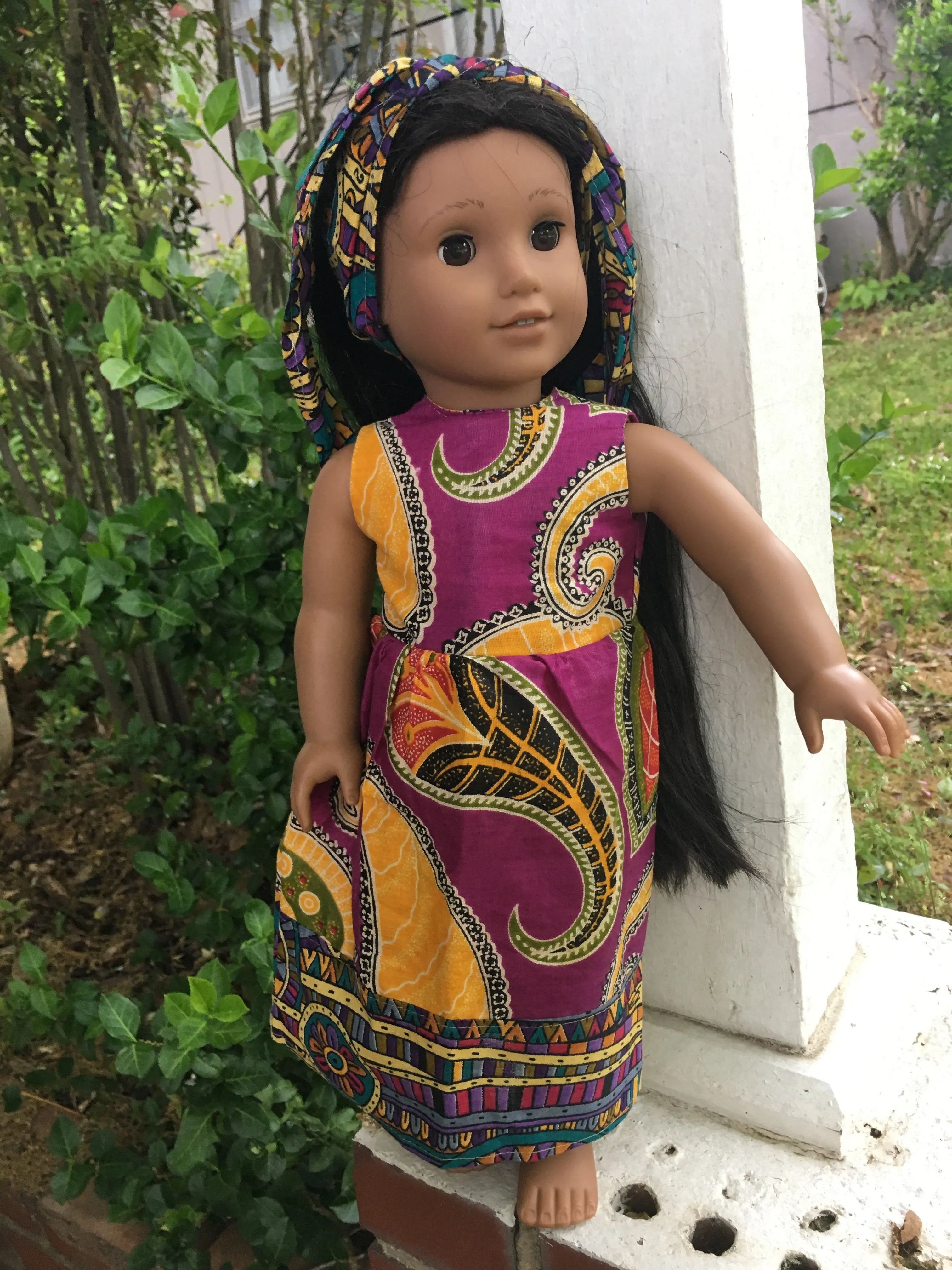 Doll Dress & Head Wrap Set