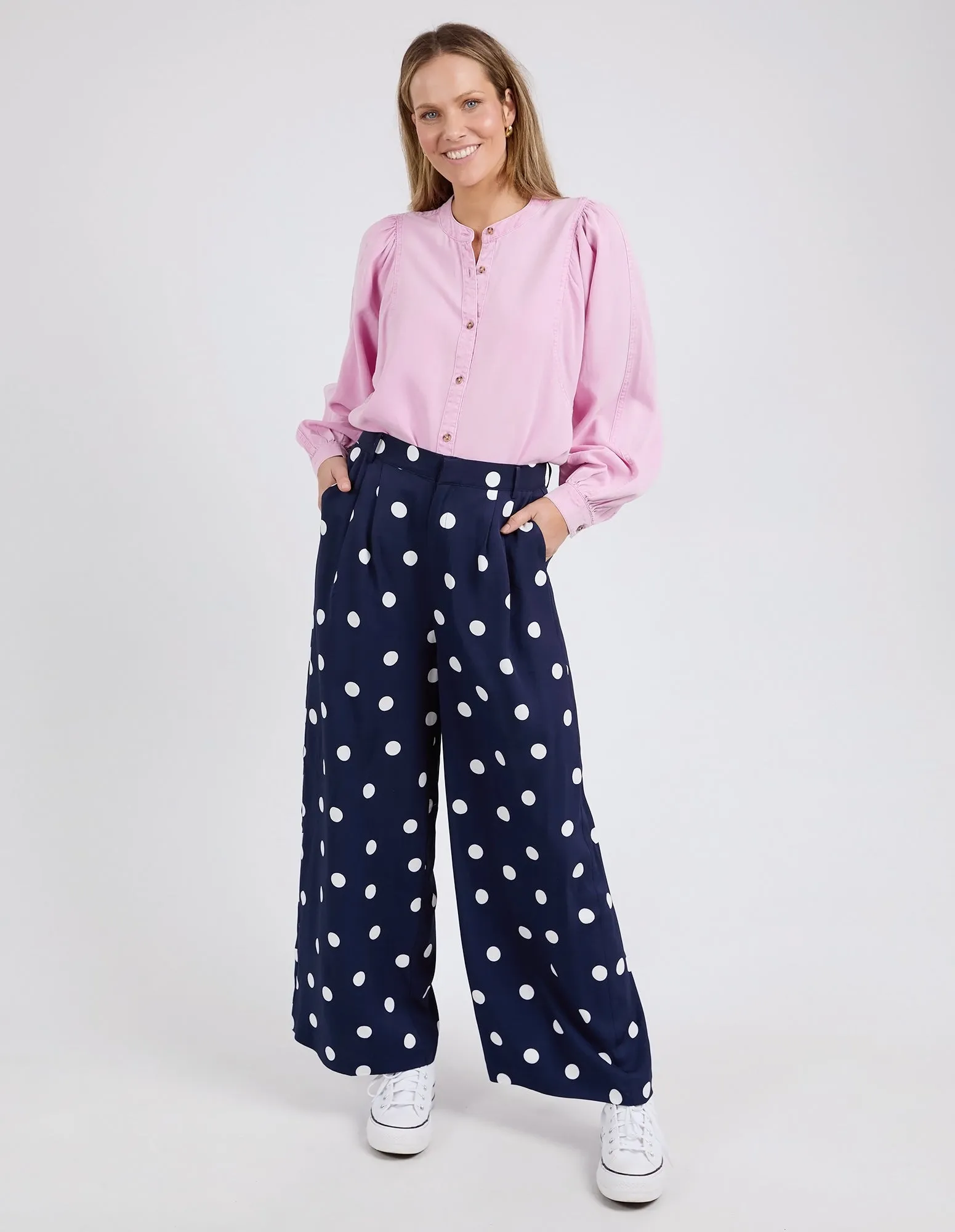 Dottie Pants Navy Spot Print