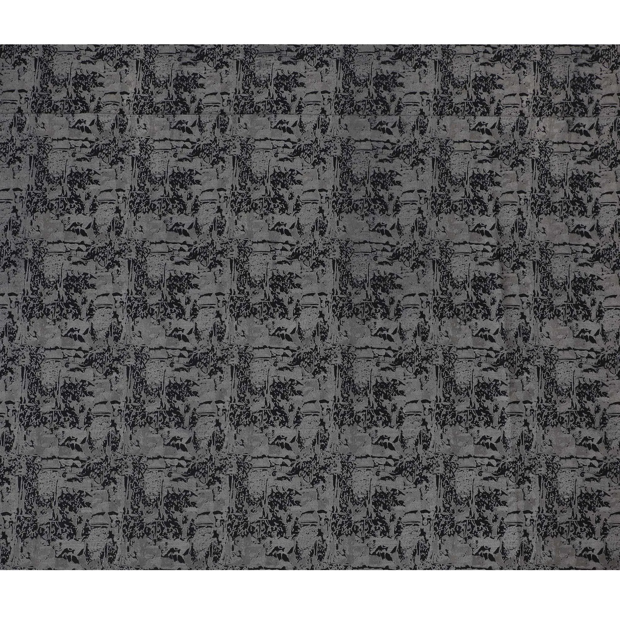 Elegant Grey Viscose Crepe Fabric with Abstract Black Design, Soft Texture, 110 cm Wide-D19182