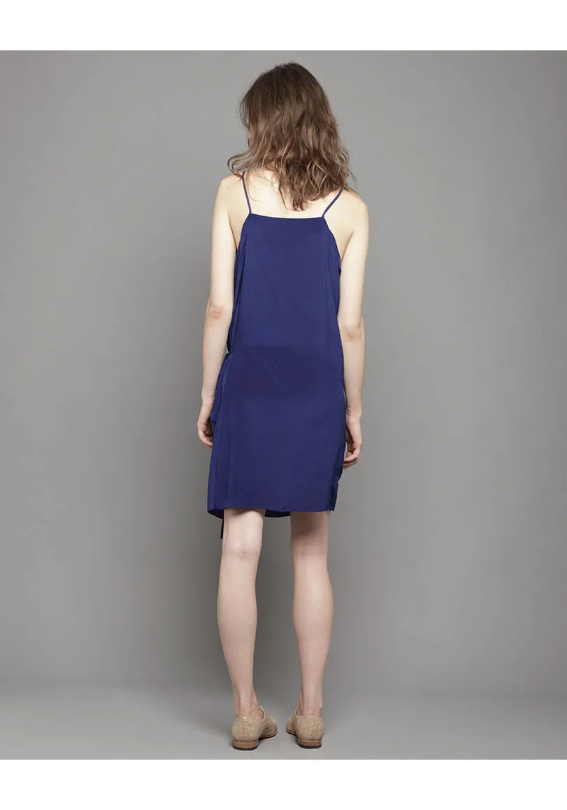 Embroidered Satin Wrap Dress