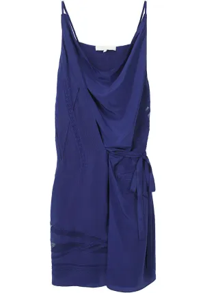 Embroidered Satin Wrap Dress