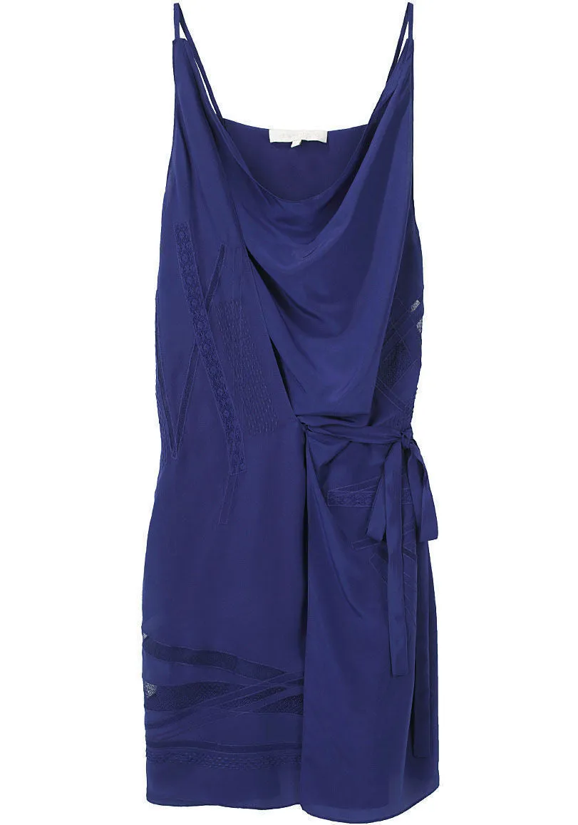 Embroidered Satin Wrap Dress