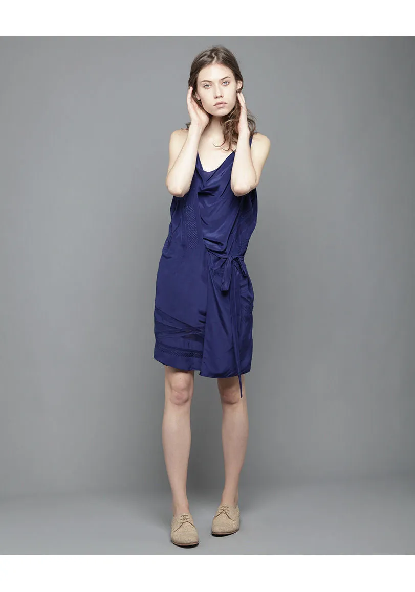 Embroidered Satin Wrap Dress