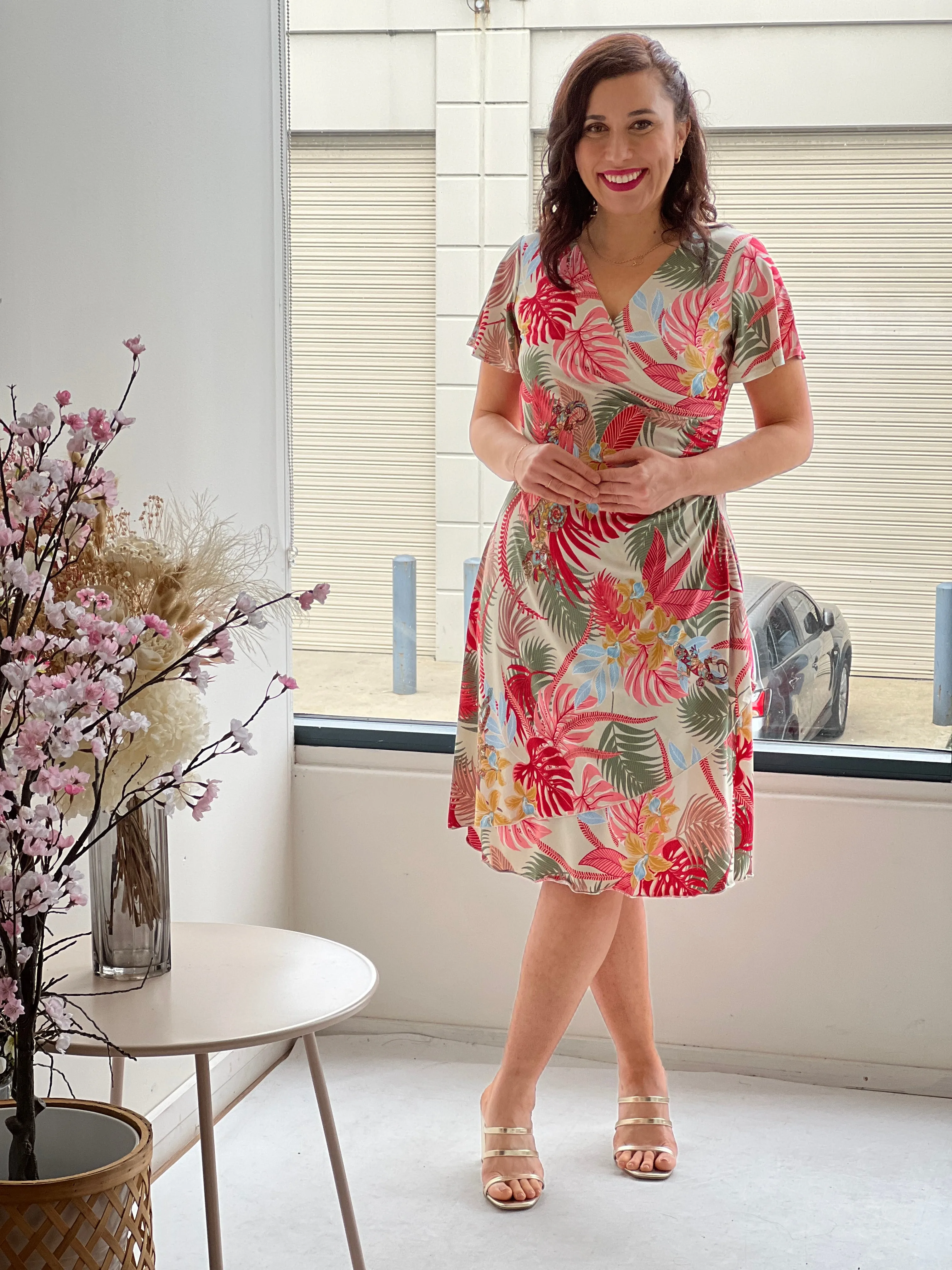 Evelyn Tropical Wrap Dress