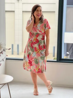 Evelyn Tropical Wrap Dress