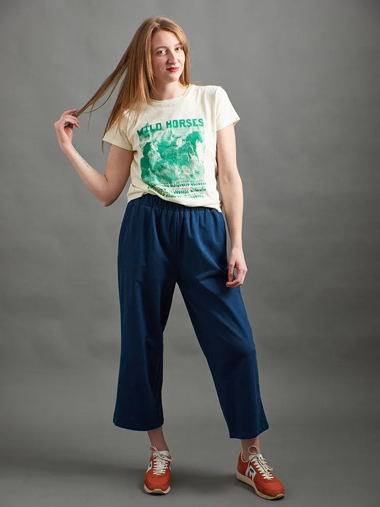 Fae Wide-Leg Pant - Loop Knit Blue