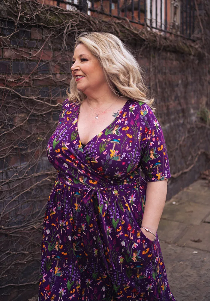 Fauna Fairy Garden Print Cotton Midi Dress