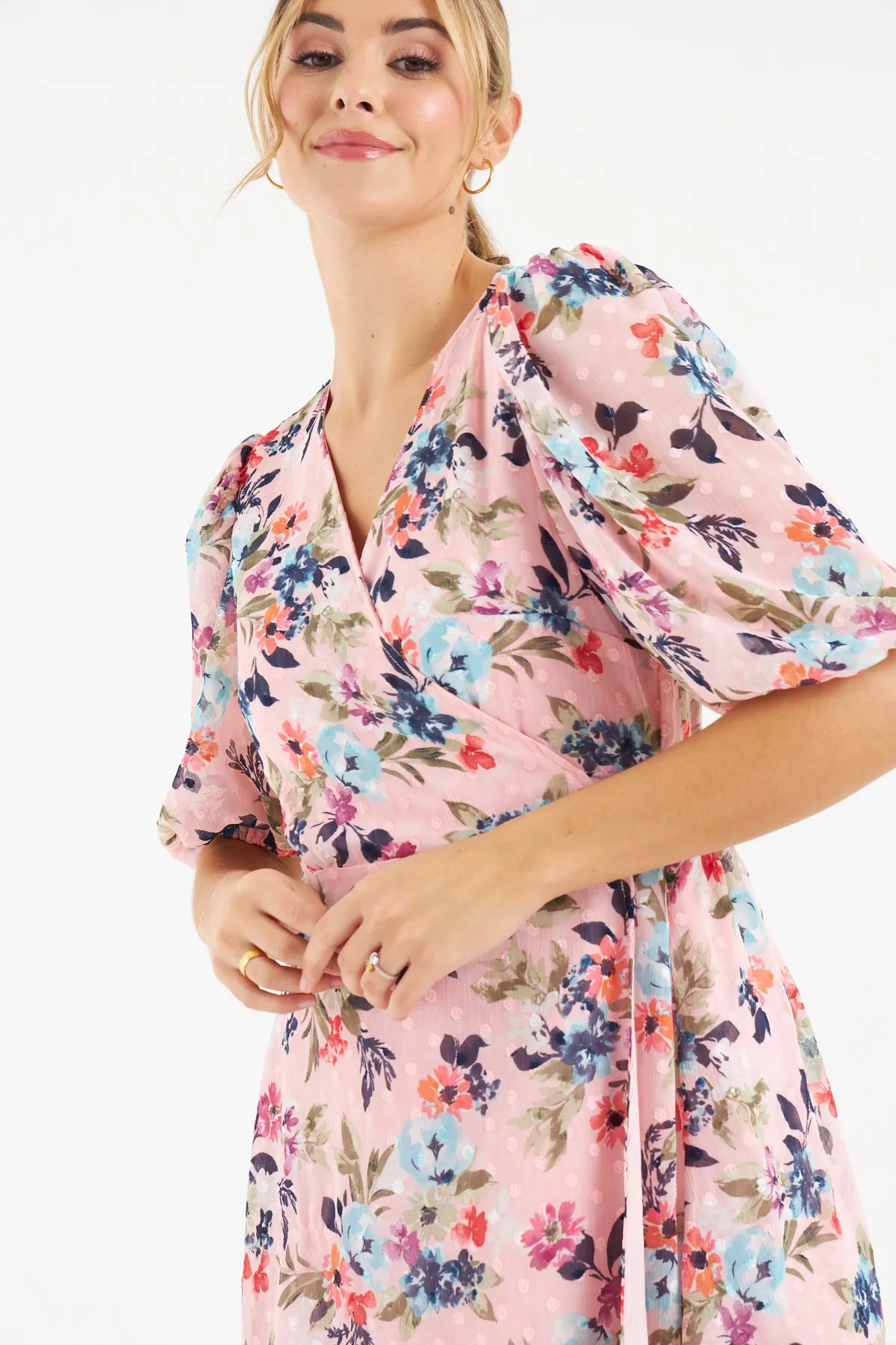 Faye Wrap Dress (Pink Floral)