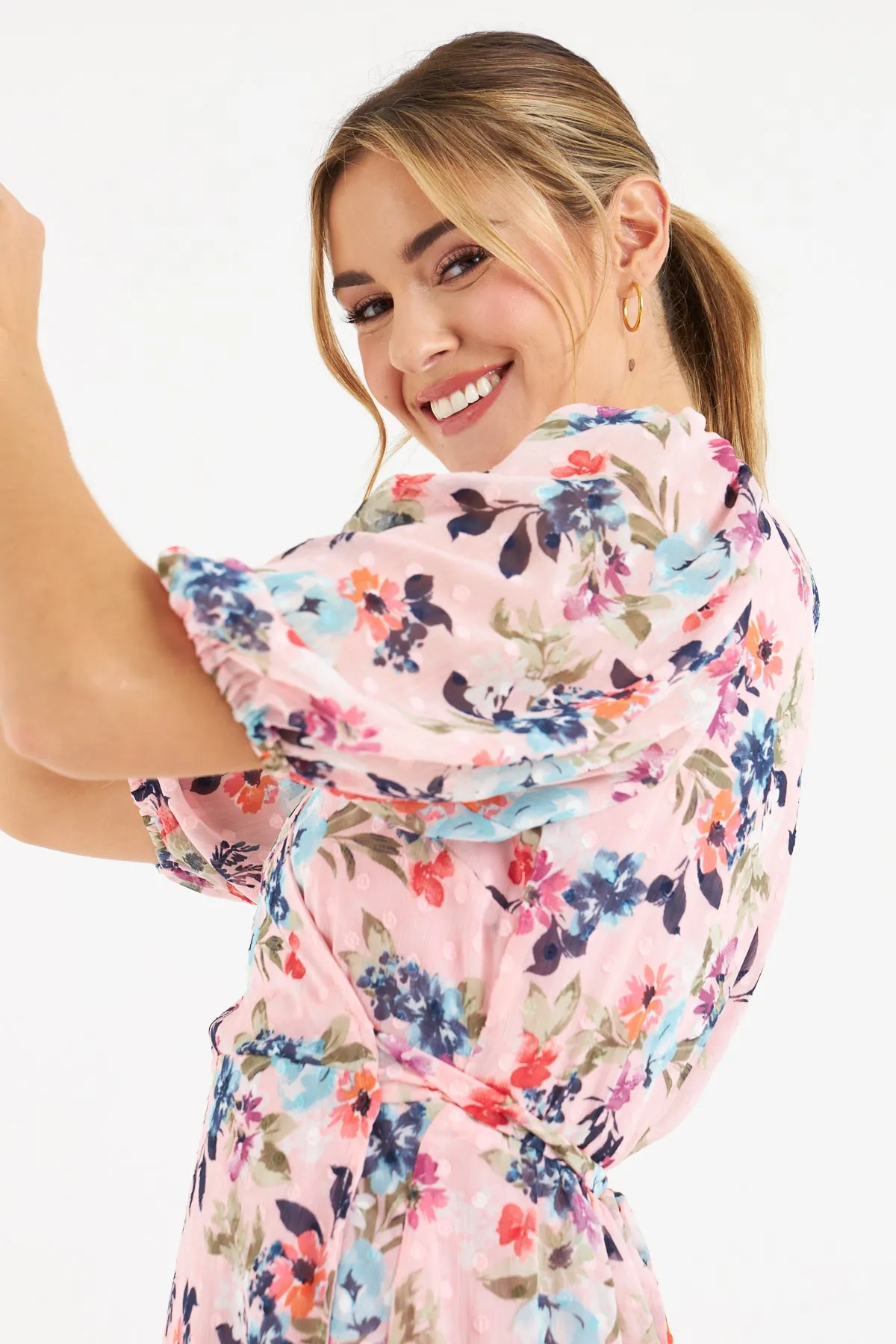 Faye Wrap Dress (Pink Floral)