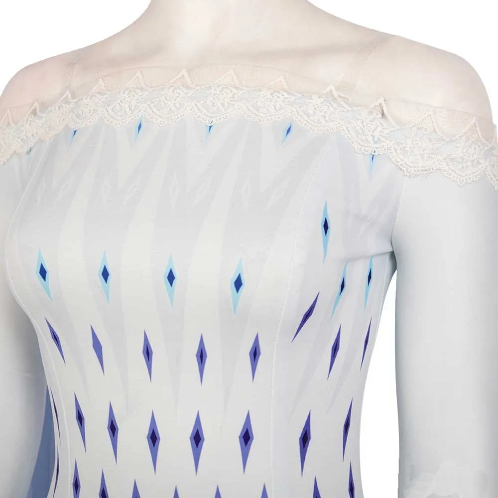 Frozen 2 Elsa Costume White Dress Cosplay Costume For Adults