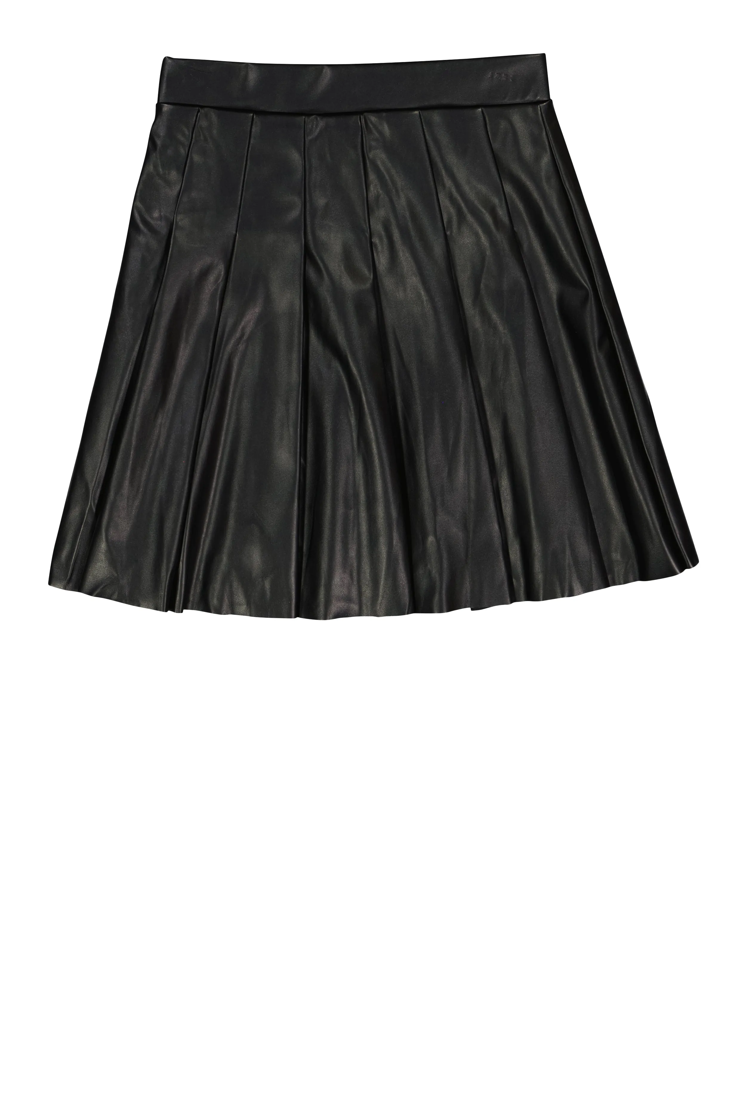 Girls Faux Leather Buckle Detail Pleated Skirt
