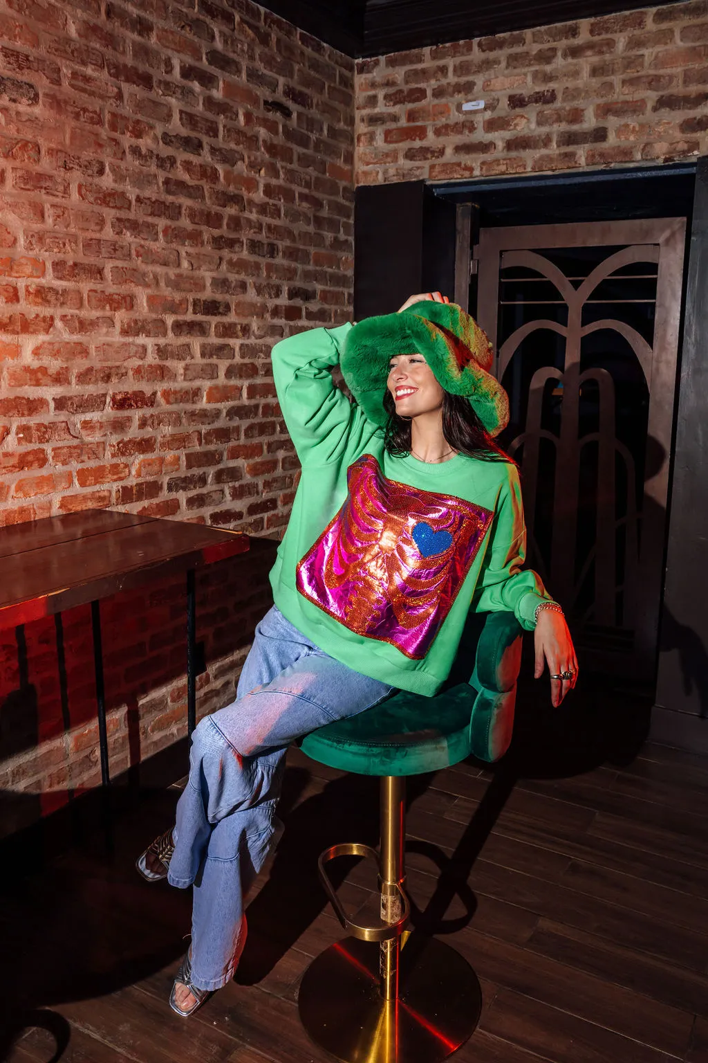 Green X Ray Heart Sweatshirt