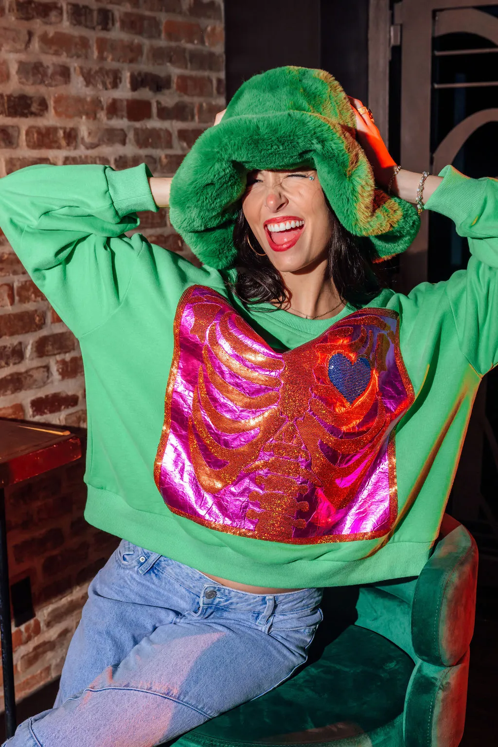 Green X Ray Heart Sweatshirt