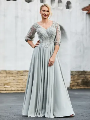Half Sleeves Lace Top Pleated Dress Wisteria