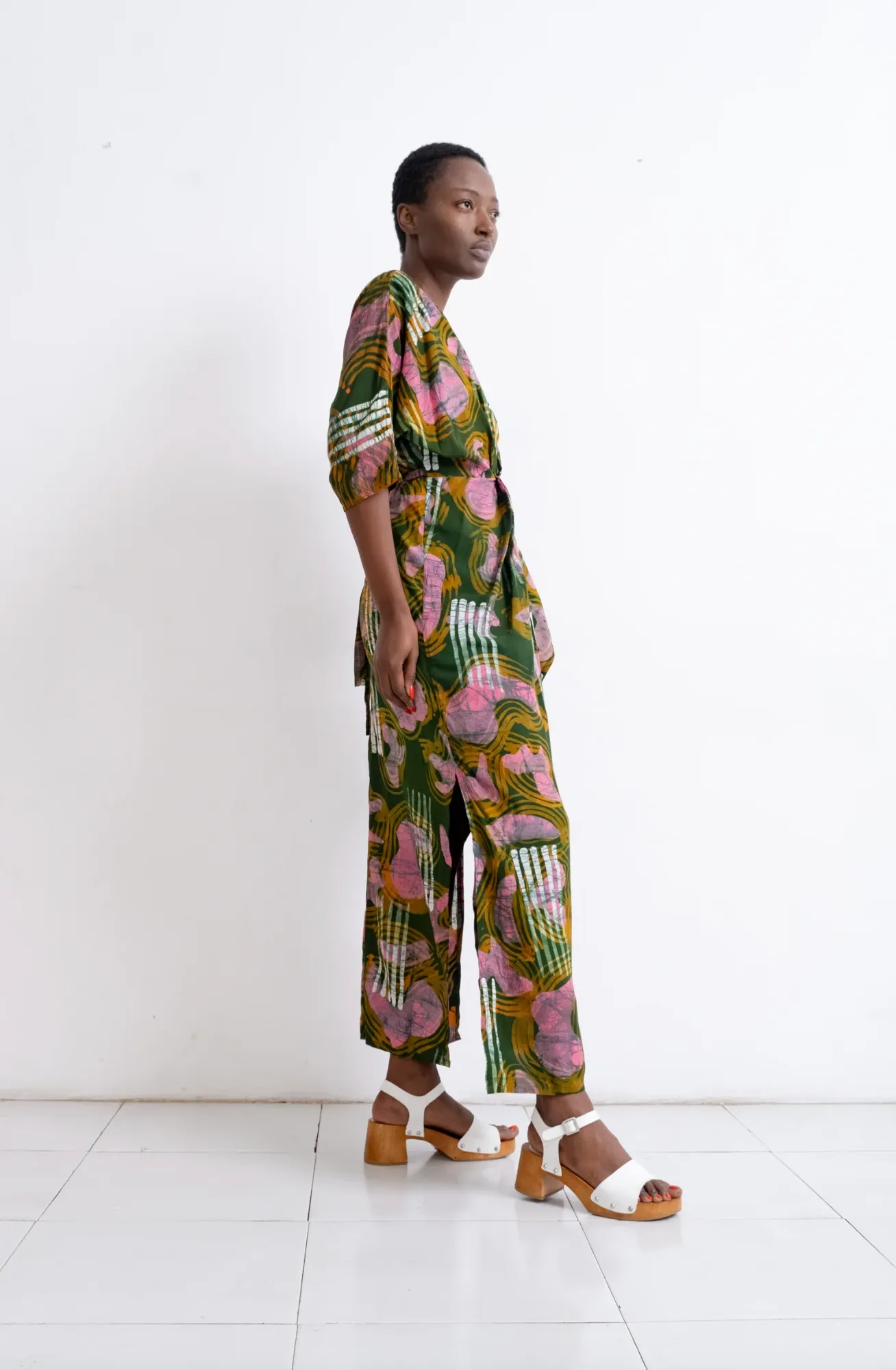 Hand Dyed Letsa Wrap Dress in Waters