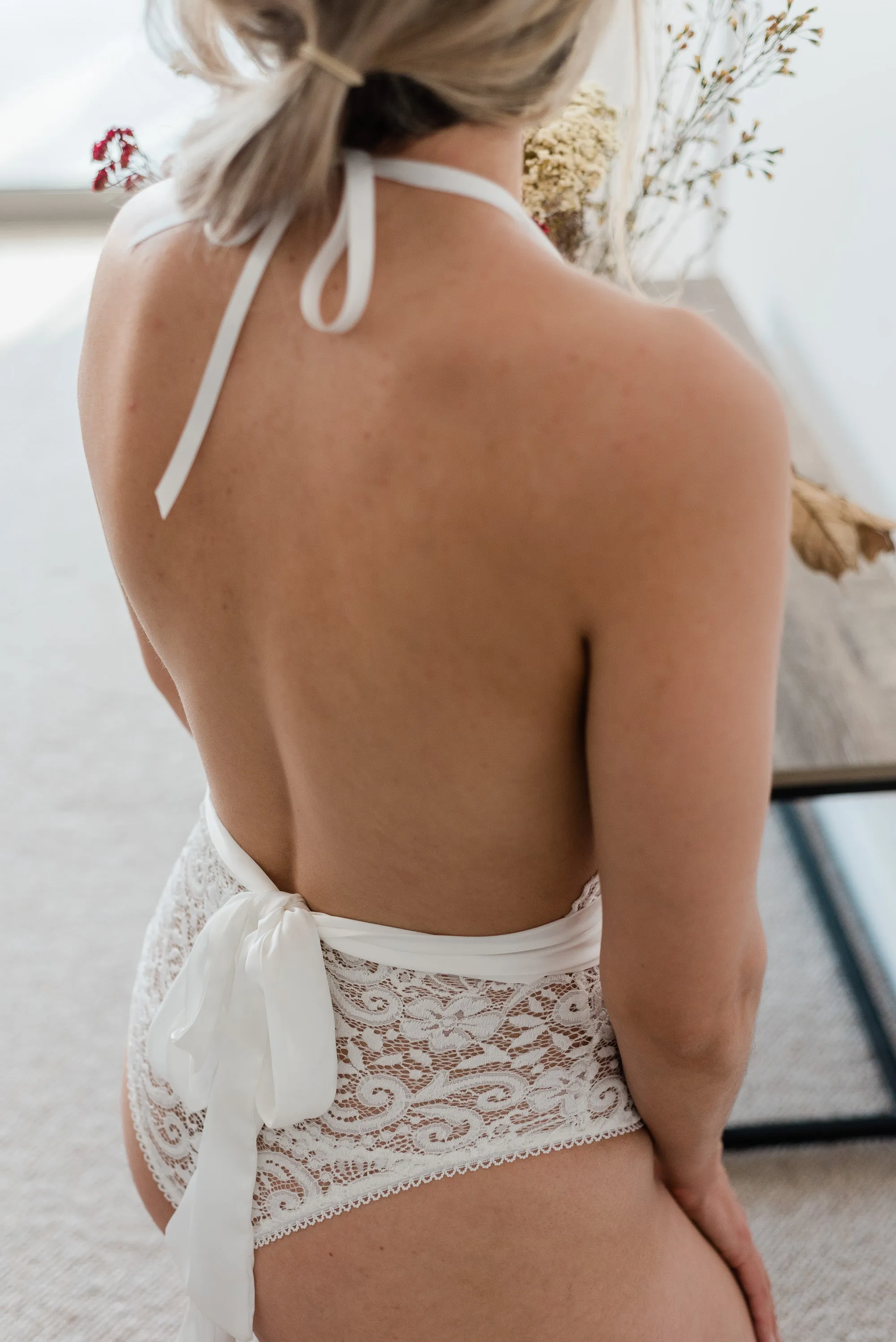 Harper White Bodysuit with Satin Bow