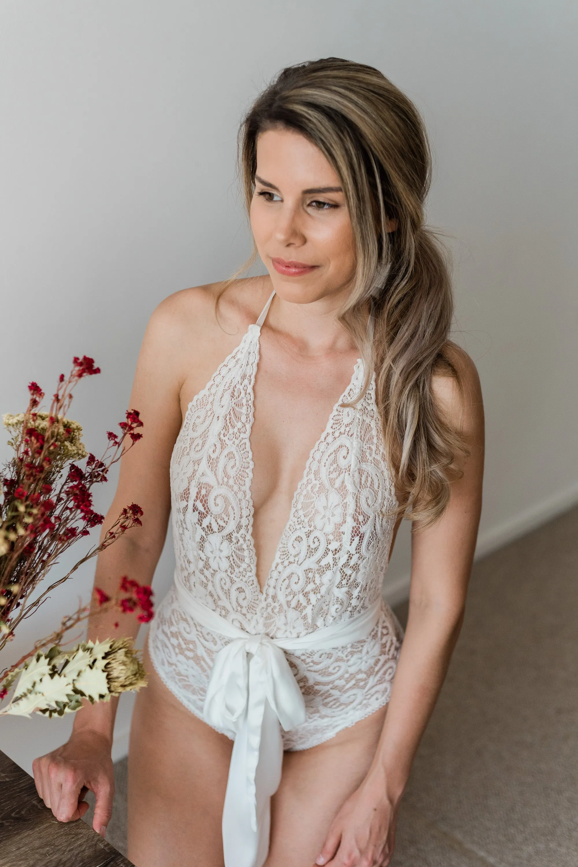 Harper White Bodysuit with Satin Bow