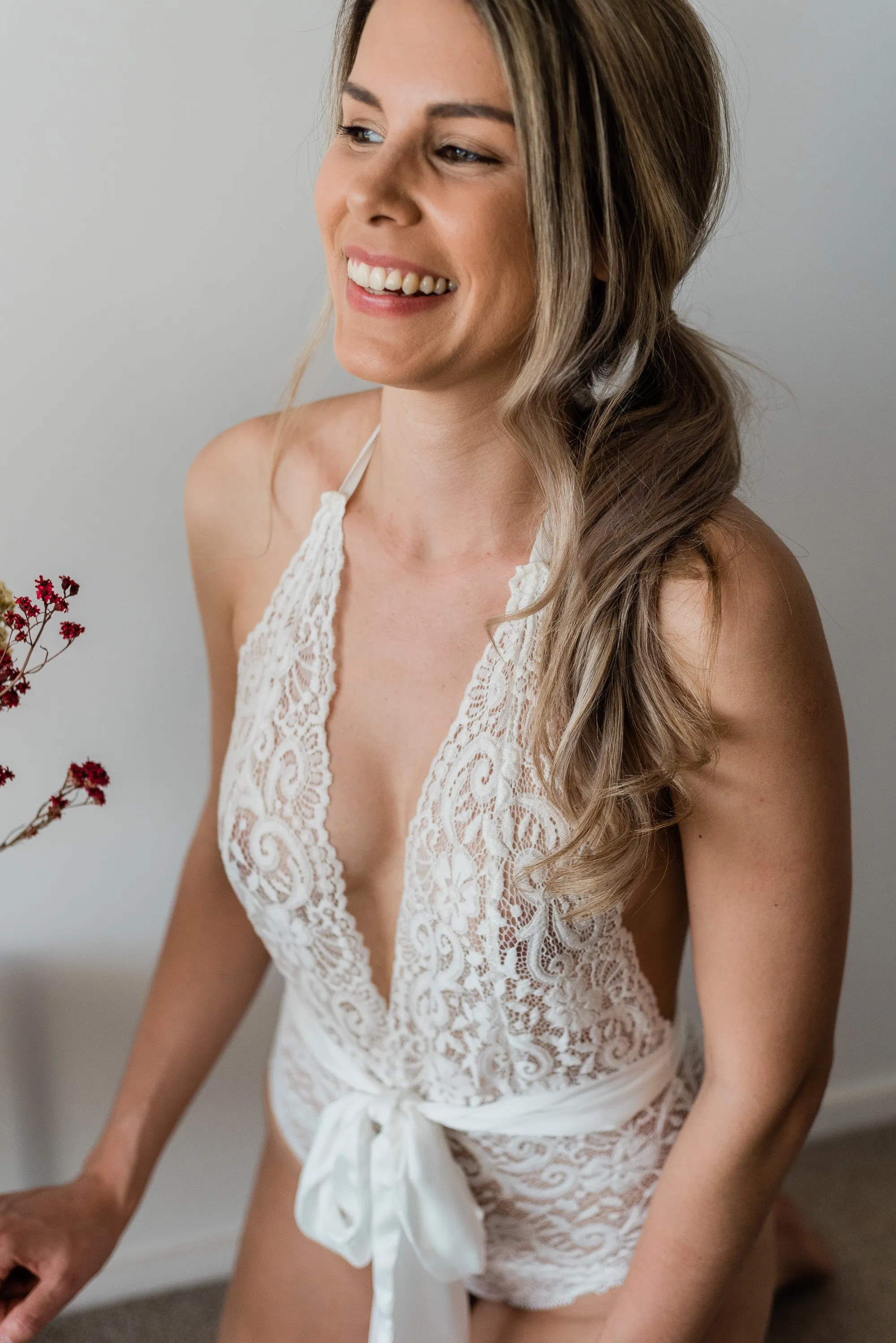 Harper White Bodysuit with Satin Bow