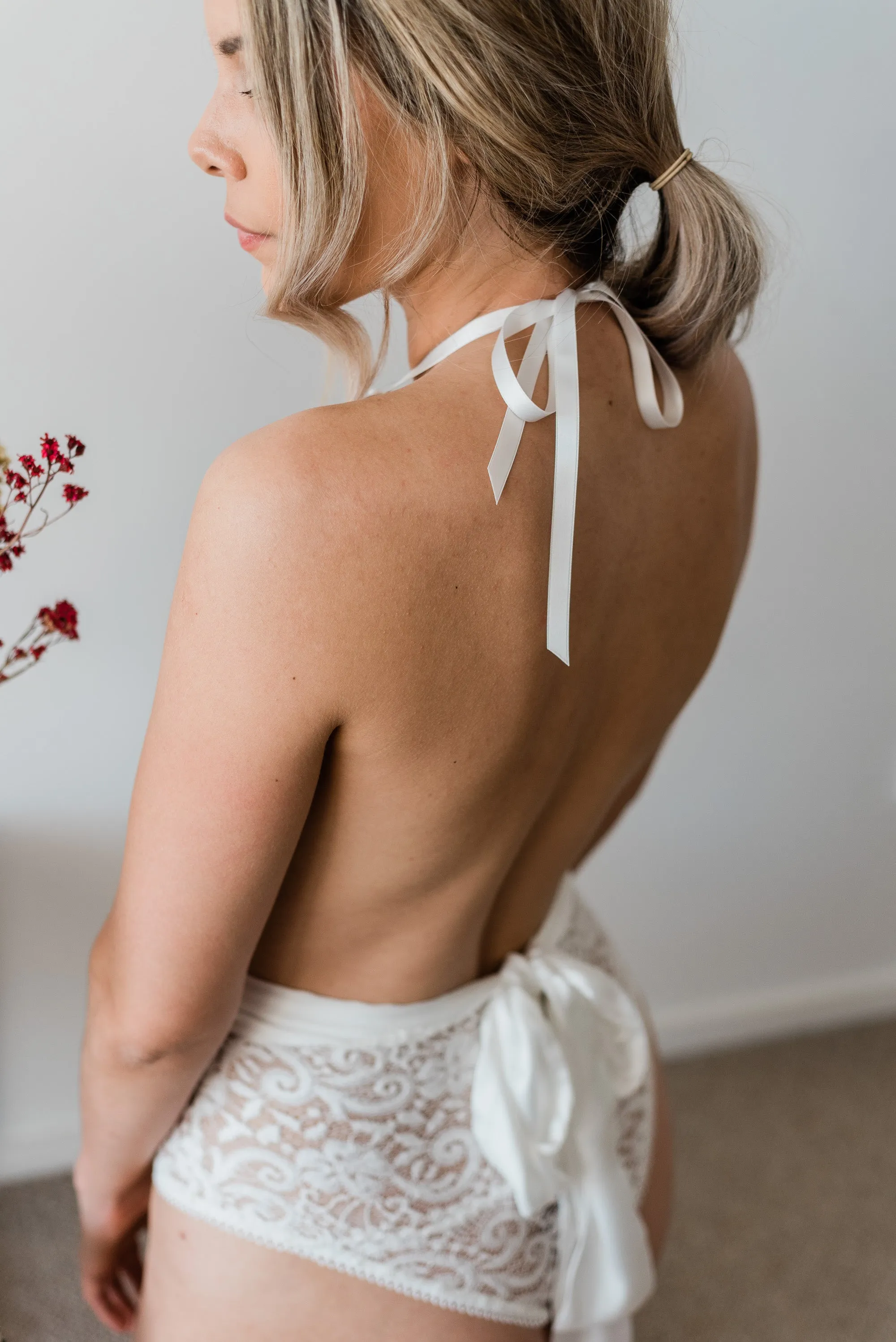 Harper White Bodysuit with Satin Bow