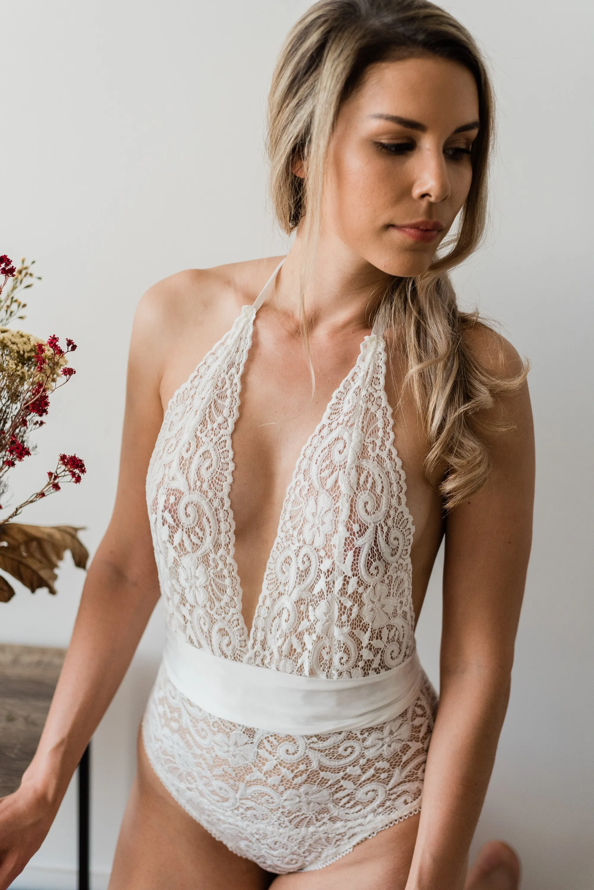 Harper White Bodysuit with Satin Bow