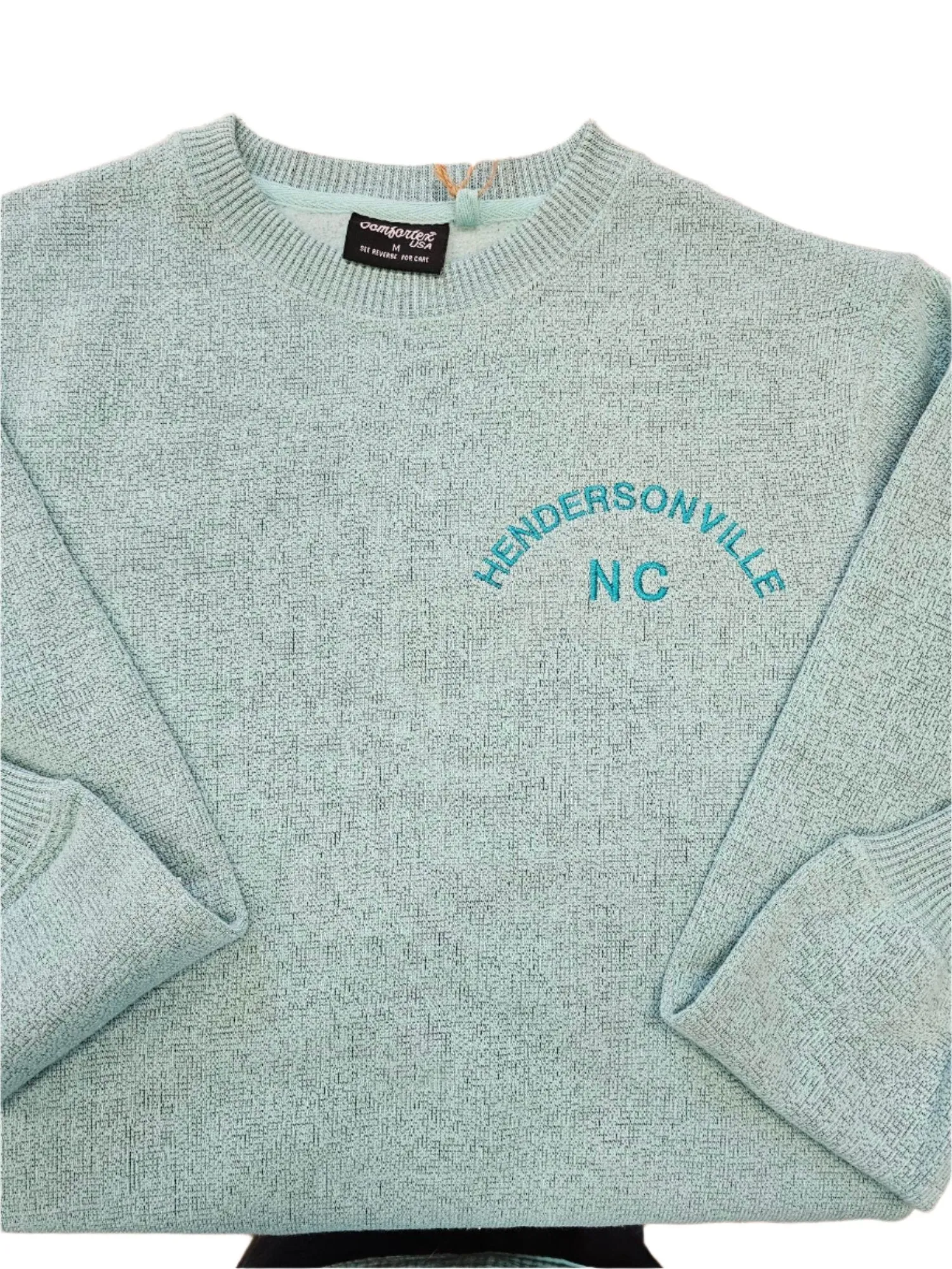 Hendersonville Logo Crewneck Embroidered Sweatshirt - Teal on Teal Logo