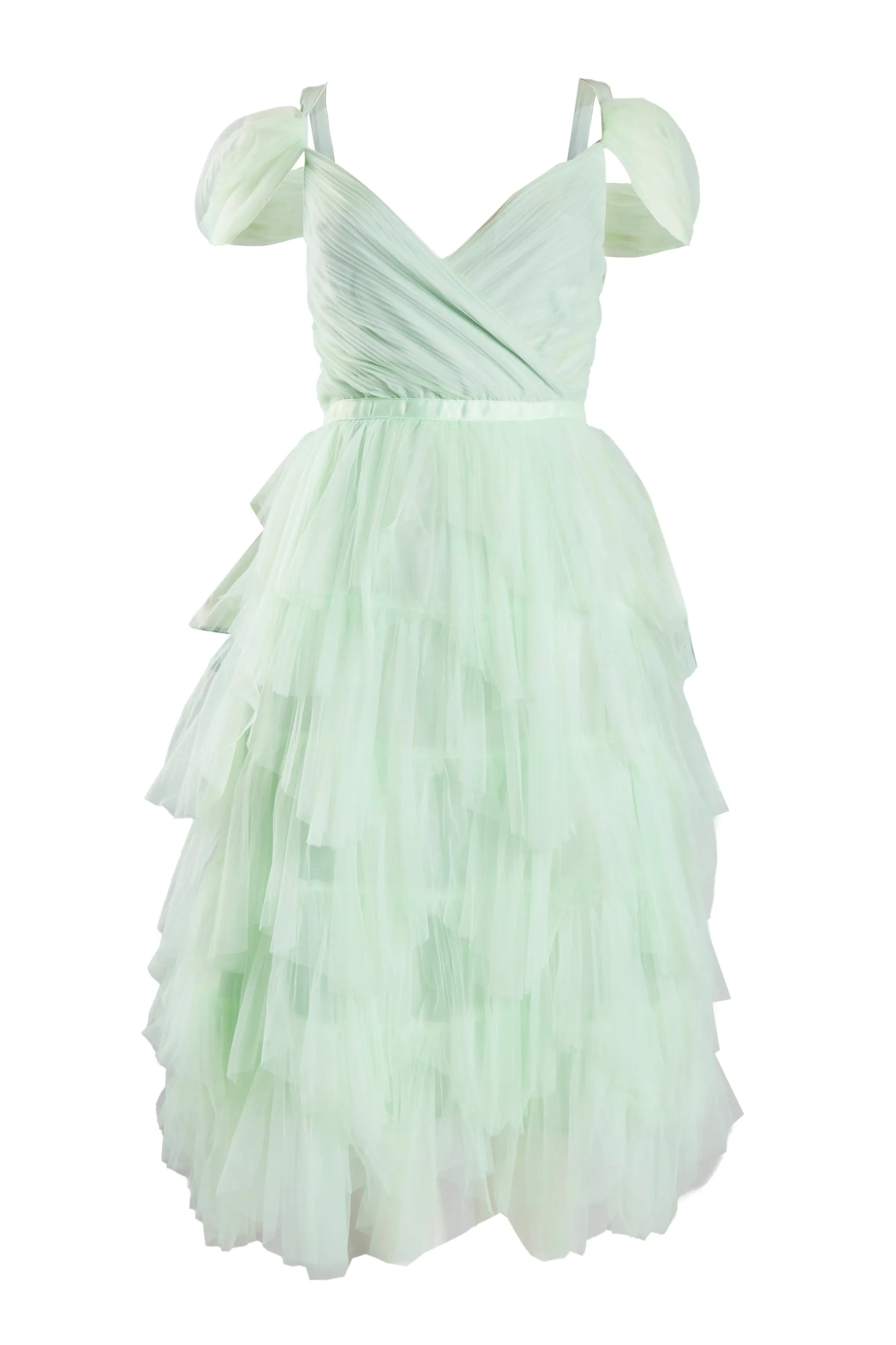 Isla Pale Lime Pleated Petal Skirt Midi-Dress