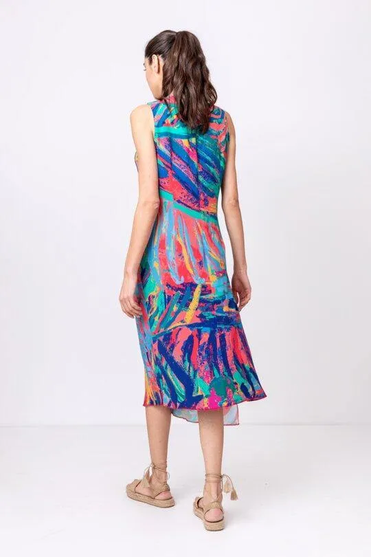 Ivko Wrap Dress Tropical Motif