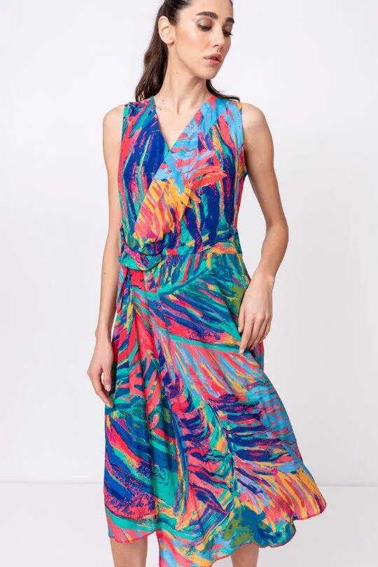 Ivko Wrap Dress Tropical Motif