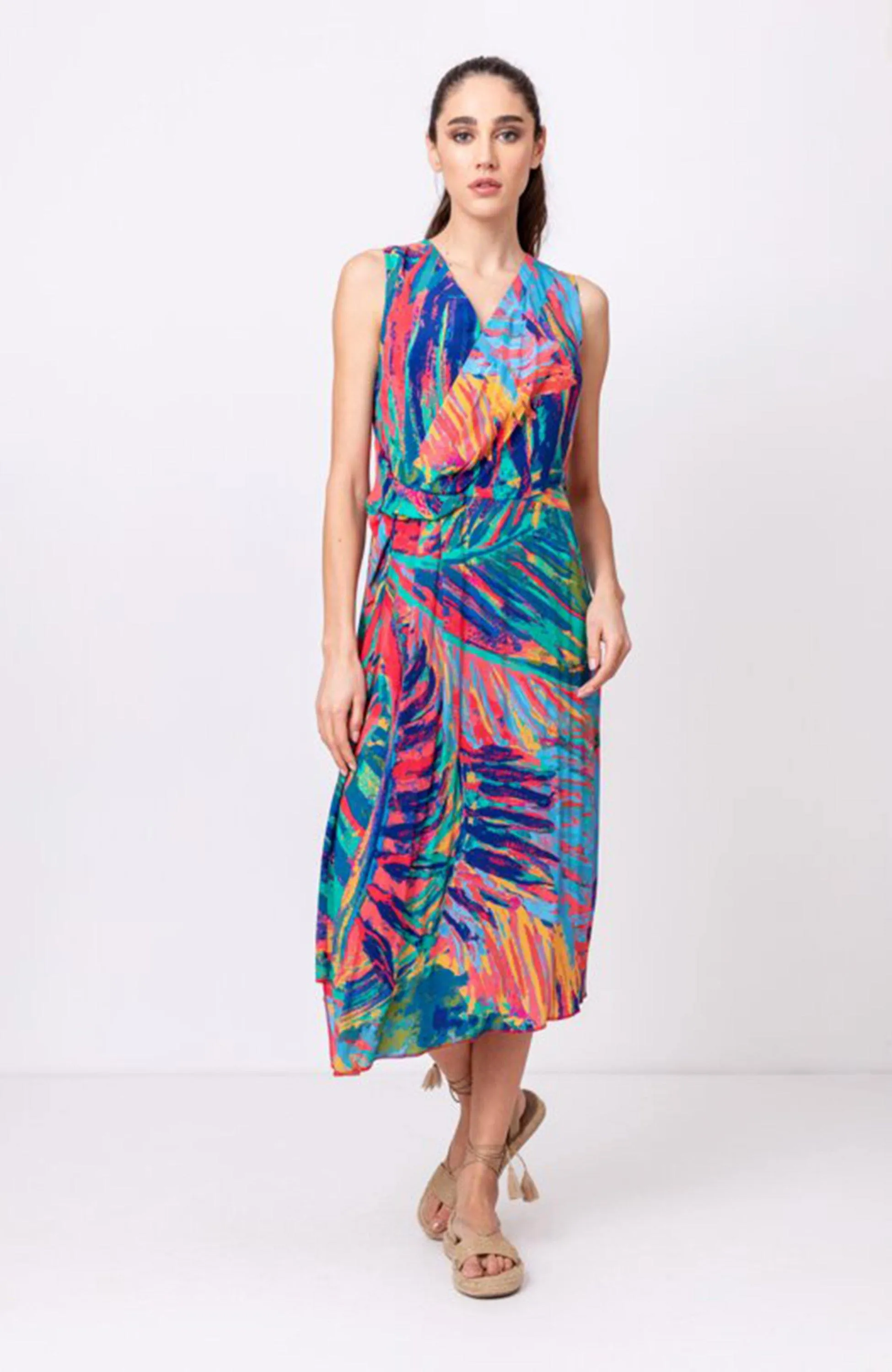 Ivko Wrap Dress Tropical Motif