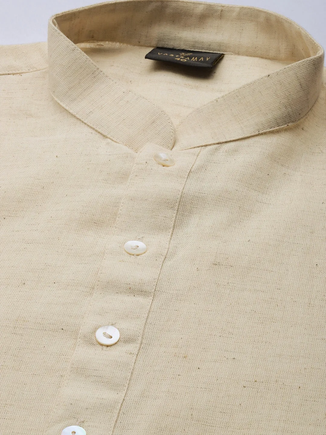 Jashvi Men's Beige Pure Cotton Kurta with Dhoti Pant Set
