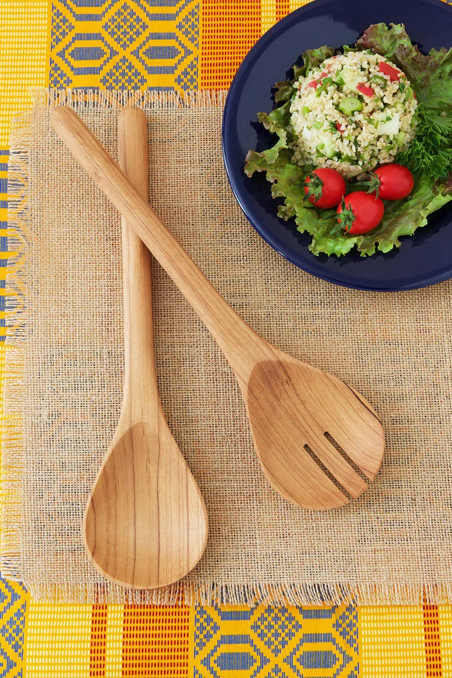 Kenyan Olive Wood Simple Salad Servers