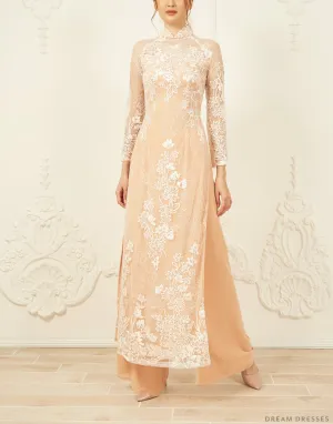 Lace Bridal Ao Dai | Traditional Vietnamese Bridal Dress (#FIA)