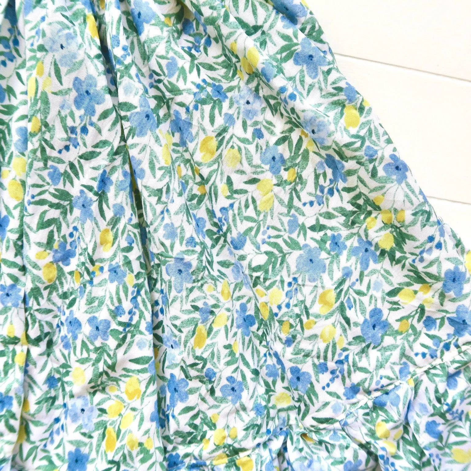 Laelia Dress in Blue Yellow Foliage