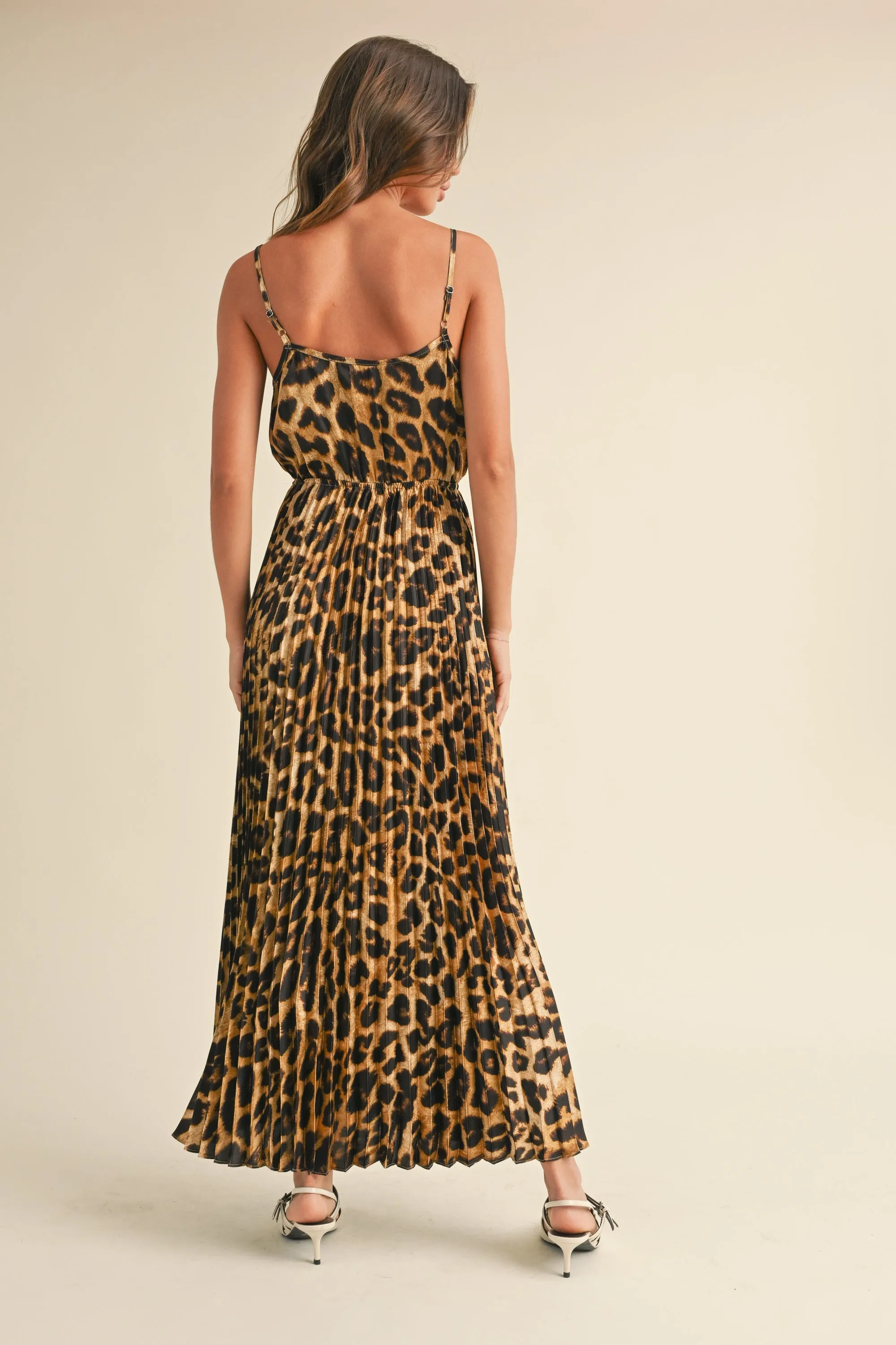 Leopard Pleated Maxi Dress