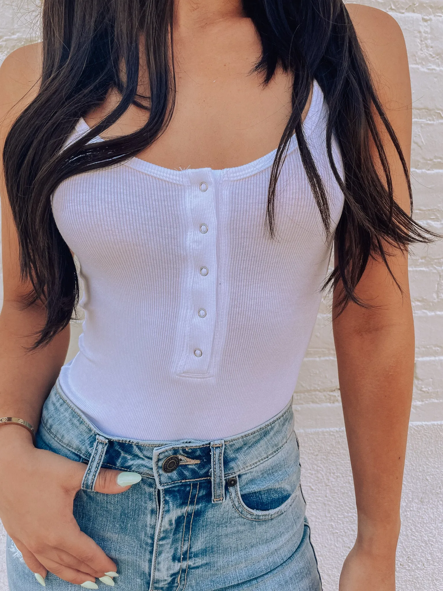 Lindsey Tank Bodysuit (White)