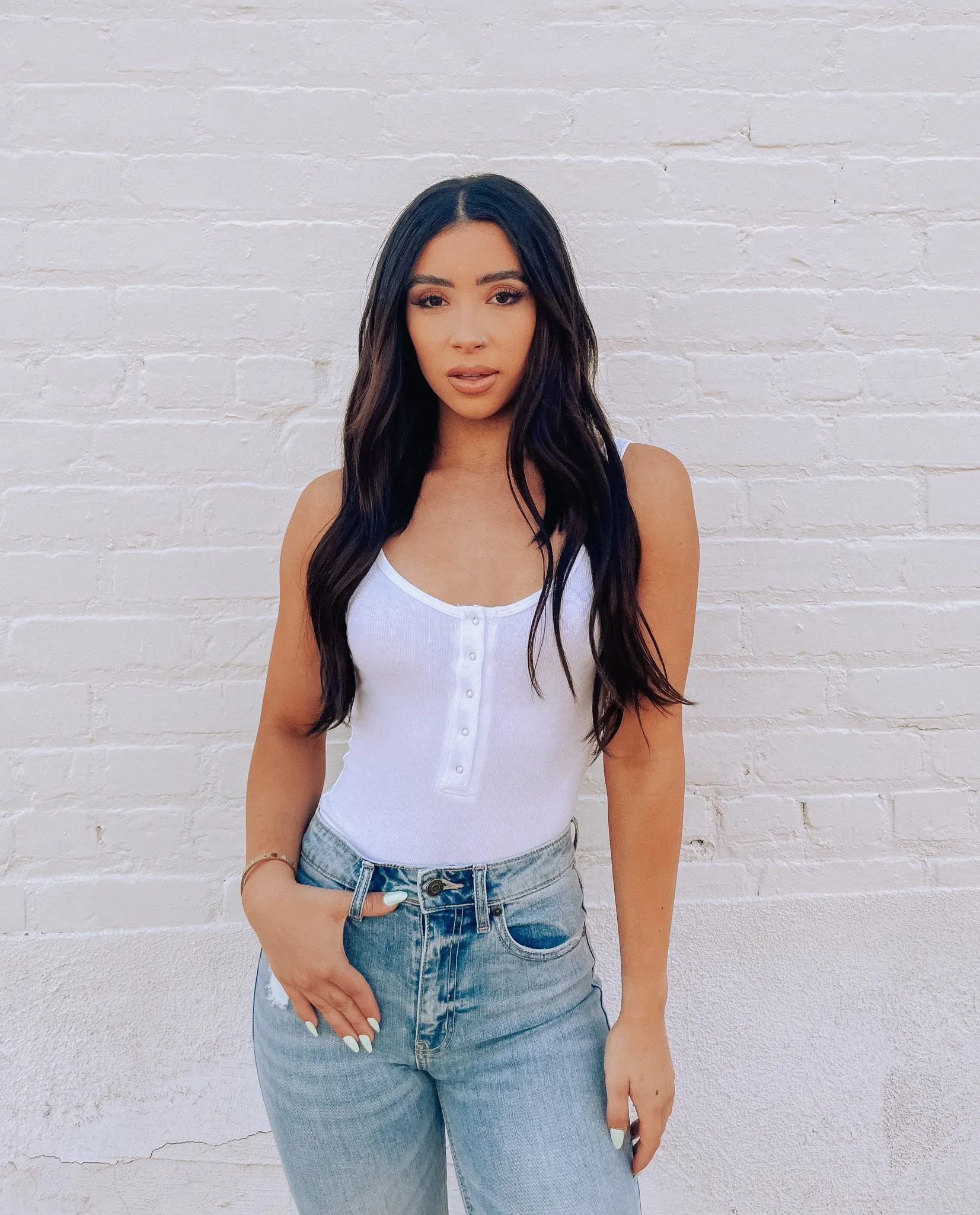 Lindsey Tank Bodysuit (White)