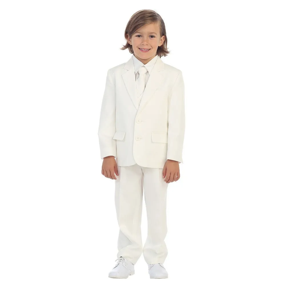 Little Boys Ivory Jewels & Gents Jacket Vest Shirt Tie Pants 5 Pc Suit 2T-7