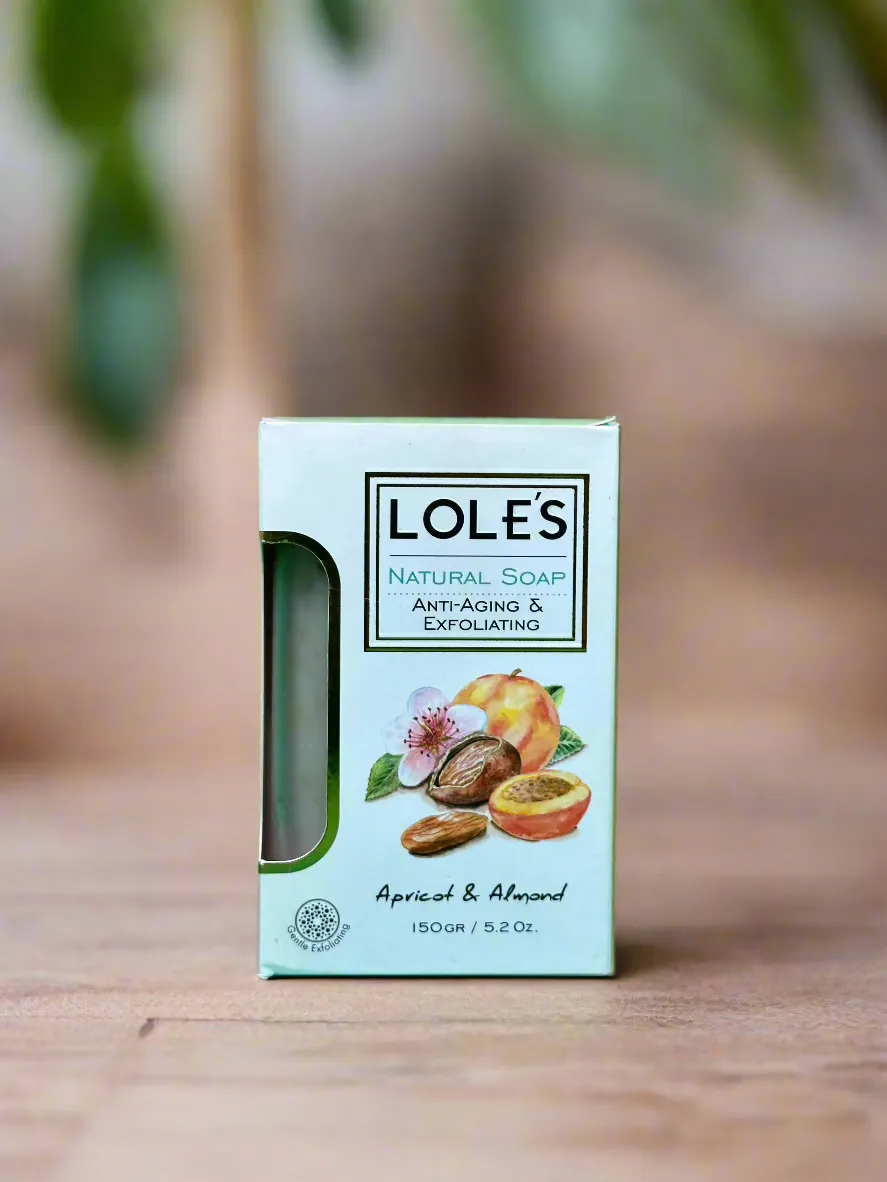 Lole's Natural Soap Anti-Aging and Exfoliating Apricot & Almond - Pack of 6 150 gm / 5.2 oz