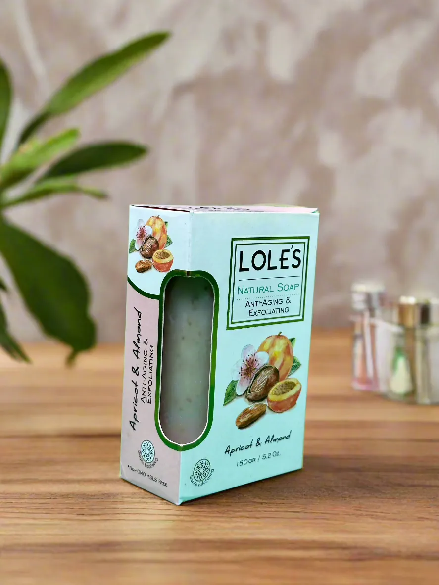 Lole's Natural Soap Anti-Aging and Exfoliating Apricot & Almond - Pack of 6 150 gm / 5.2 oz