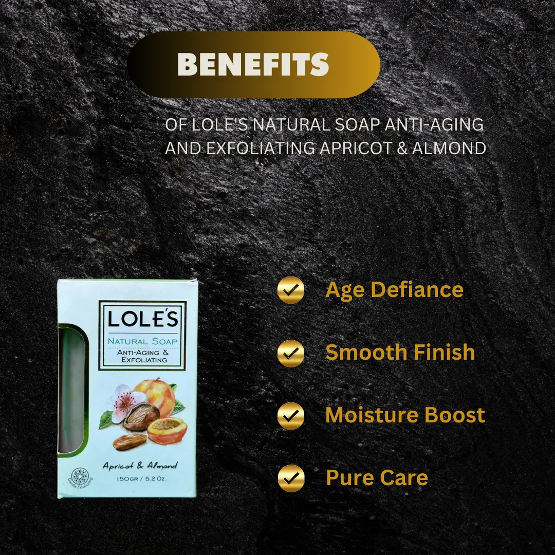 Lole's Natural Soap Anti-Aging and Exfoliating Apricot & Almond - Pack of 6 150 gm / 5.2 oz