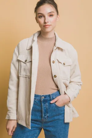 Love Tree Corduroy Jacket  Button Up with Sherpa Lined Outwear