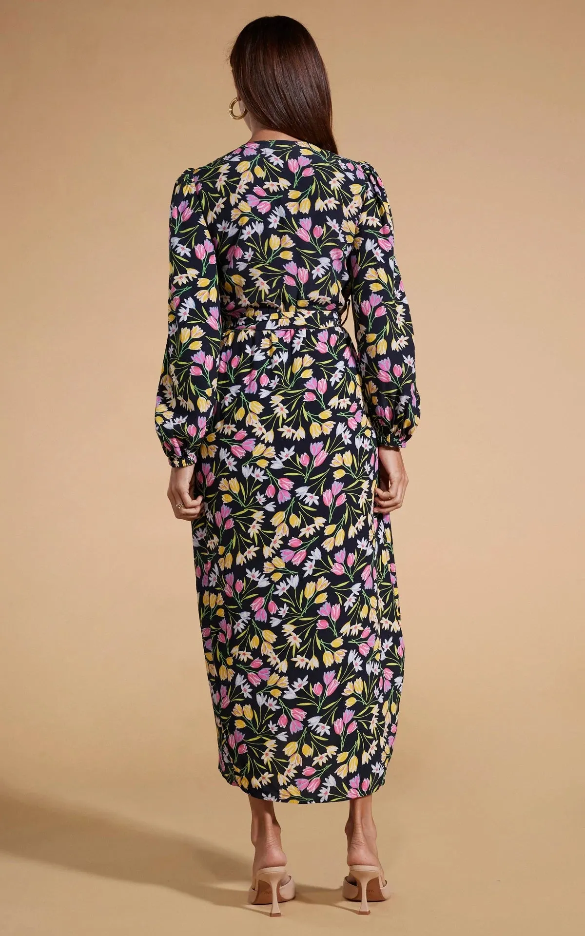 Mabel Midaxi Mock Wrap Dress (Citrus Tulip)