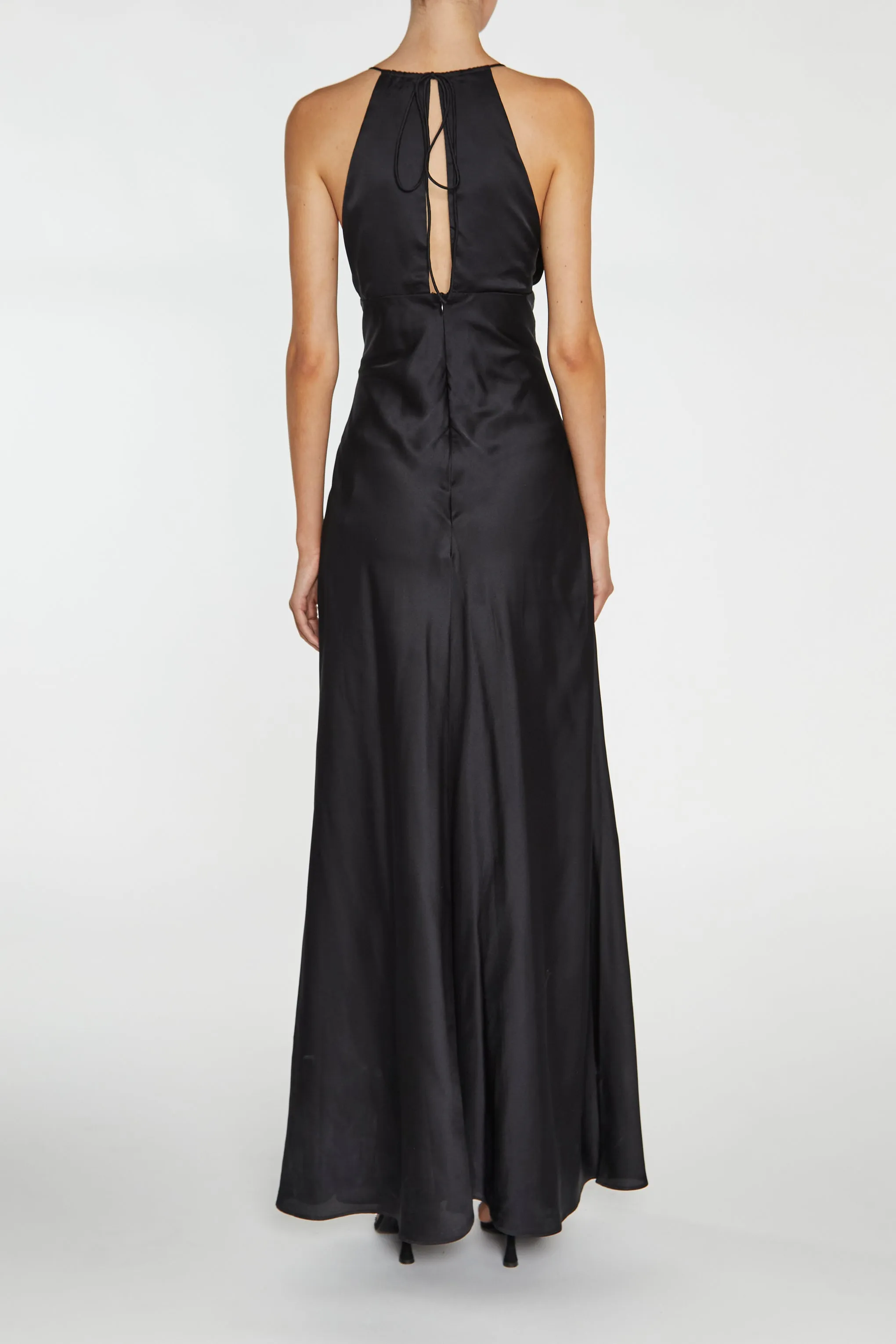 Marilyn Black Pleated Halterneck Midaxi Dress