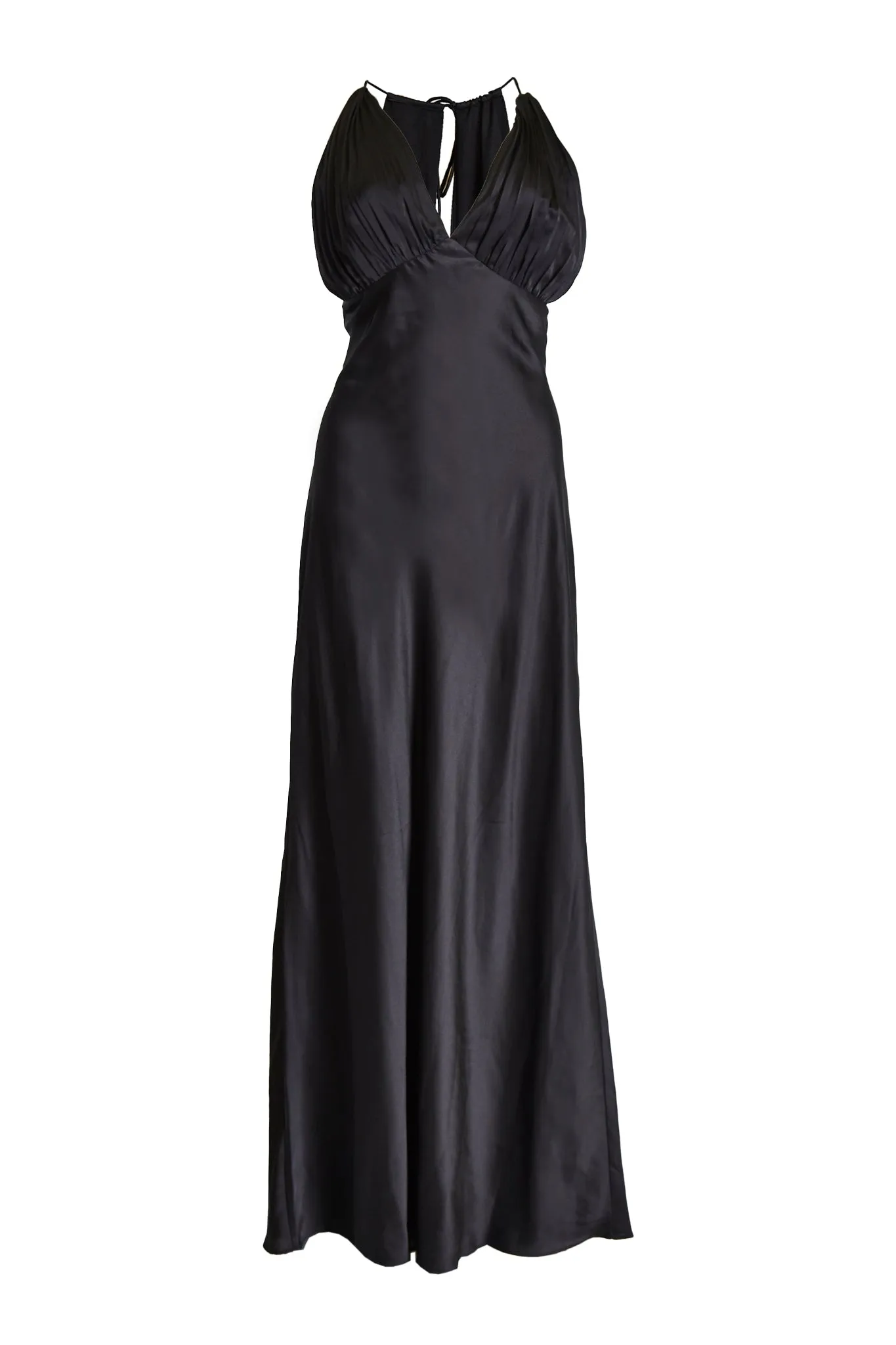 Marilyn Black Pleated Halterneck Midaxi Dress